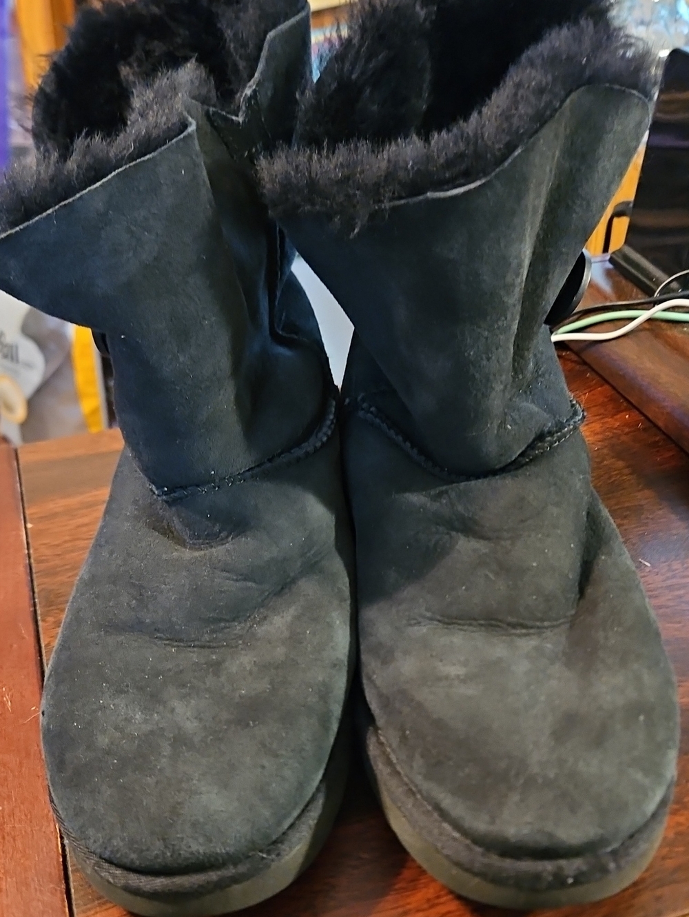 UGG Black Suede Short Shearling Boots